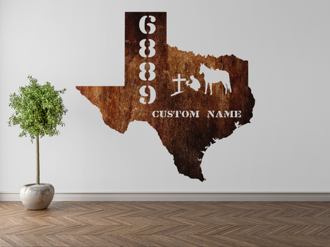 Texas Praying Cowboy House Number with Custom Name