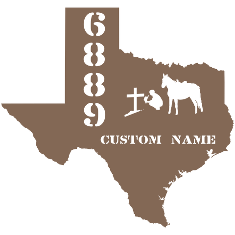 Texas Praying Cowboy House Number with Custom Name